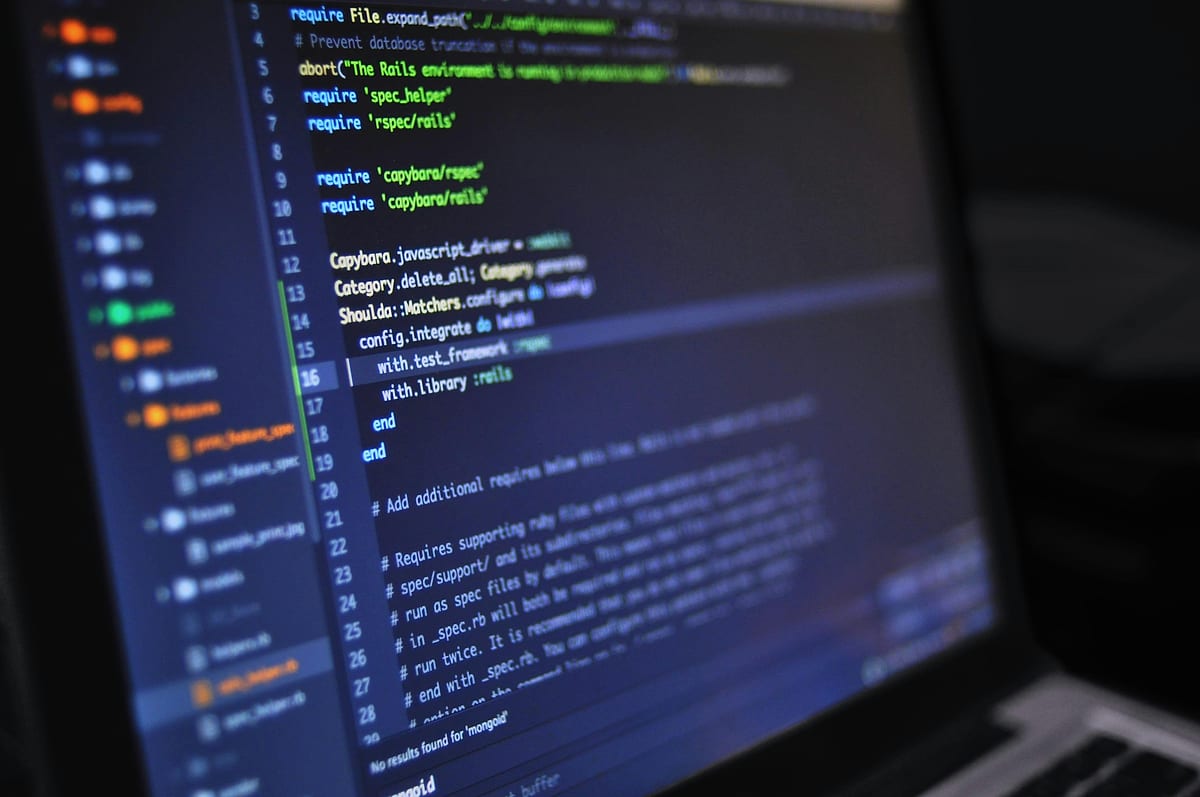 Code editor on a laptop screen